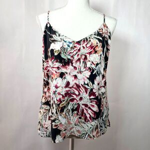 L'Agence‎ 100% Silk Charmeuse Camisole Top Small Feminine Dark Floral Botanical